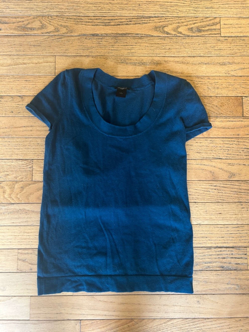 Ann Taylor Short-Sleeve Scoop Neck Knit Top - Navy